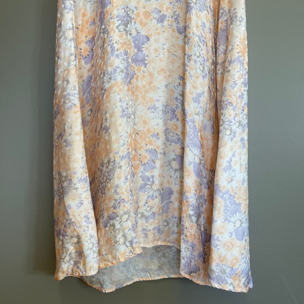 Rouje Linette Dress in Peach FR34 (XS) Pastel Pink Cream Blue Satin Maxi French - Picture 8 of 16